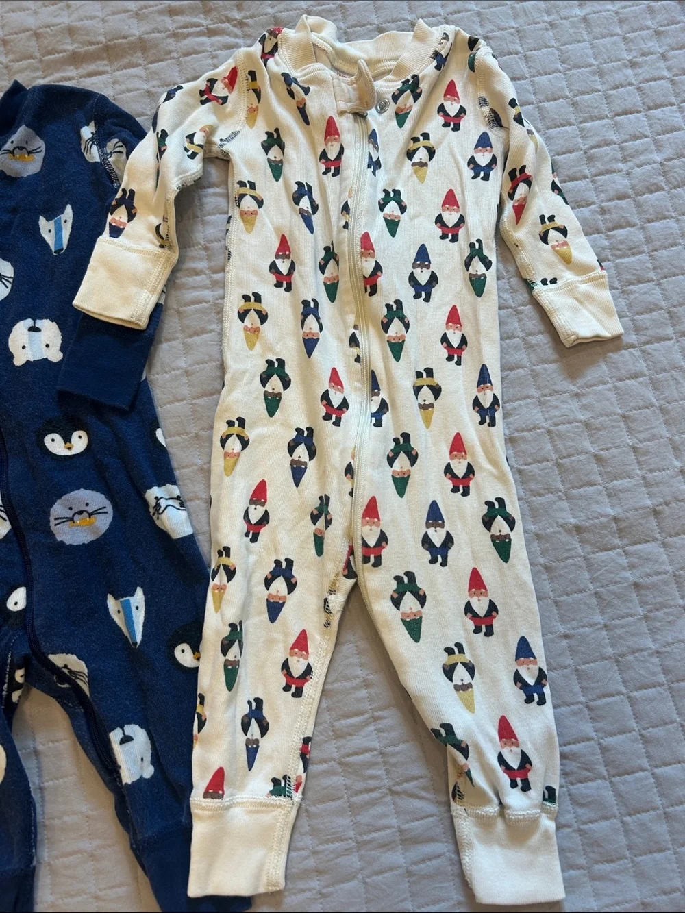 Hanna Andersson 3-Pack Zip Pajamas - Navy, Cream & Red Accents